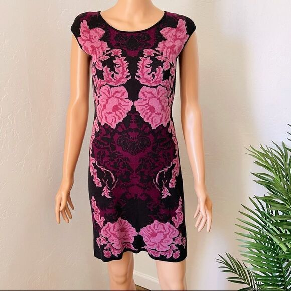 Ann Taylor Pink Floral Sweater Bodycon Dress - Picture 2 of 9